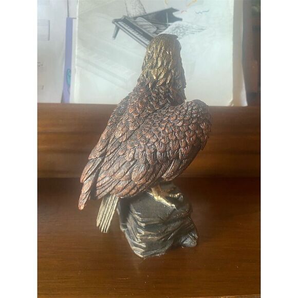 Majestic Eagle Sculpture Wildlife Patriotic Decor 20" Brown Realistic Art - Picture 4 of 5